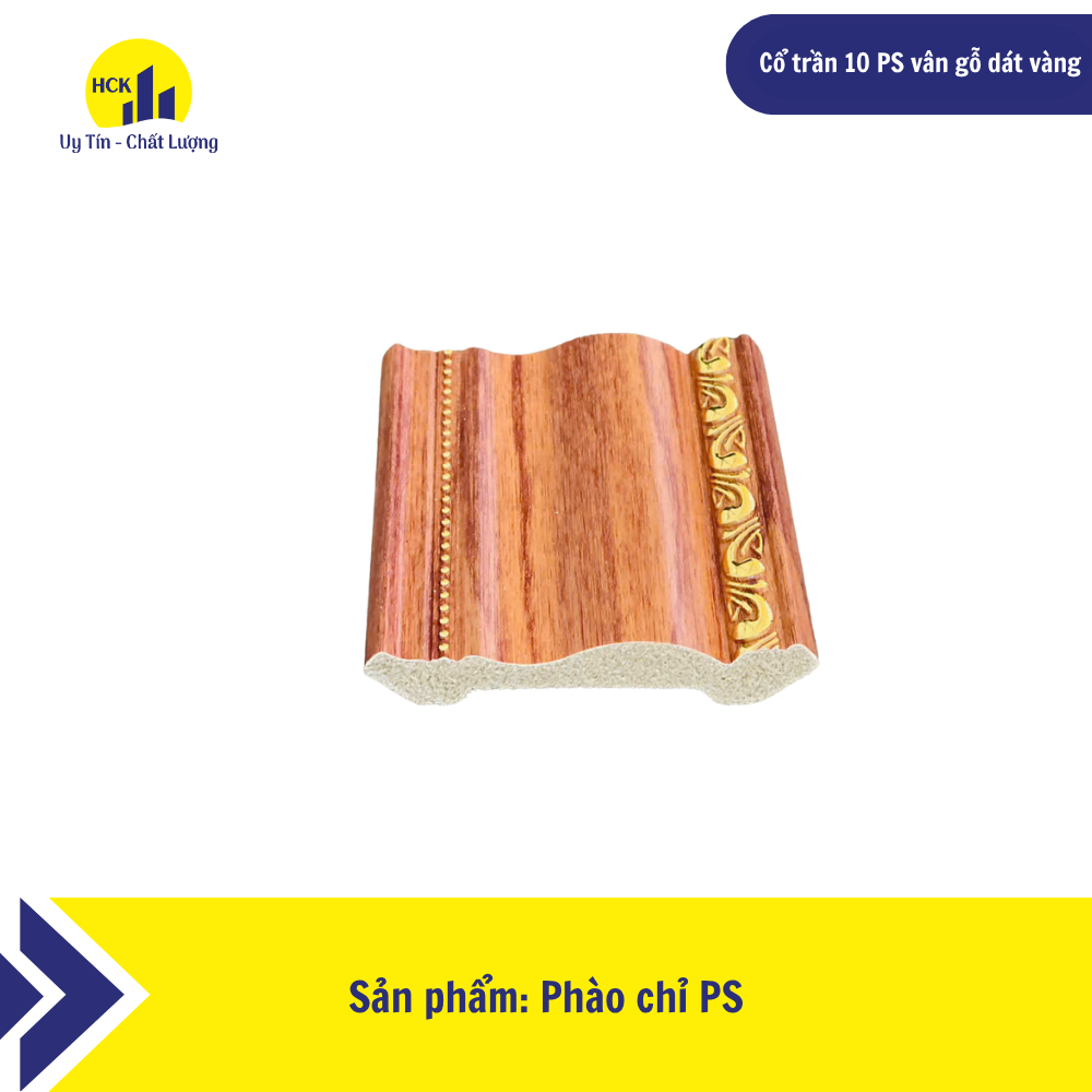 Cổ trần 10 PS vân gỗ dát vàng